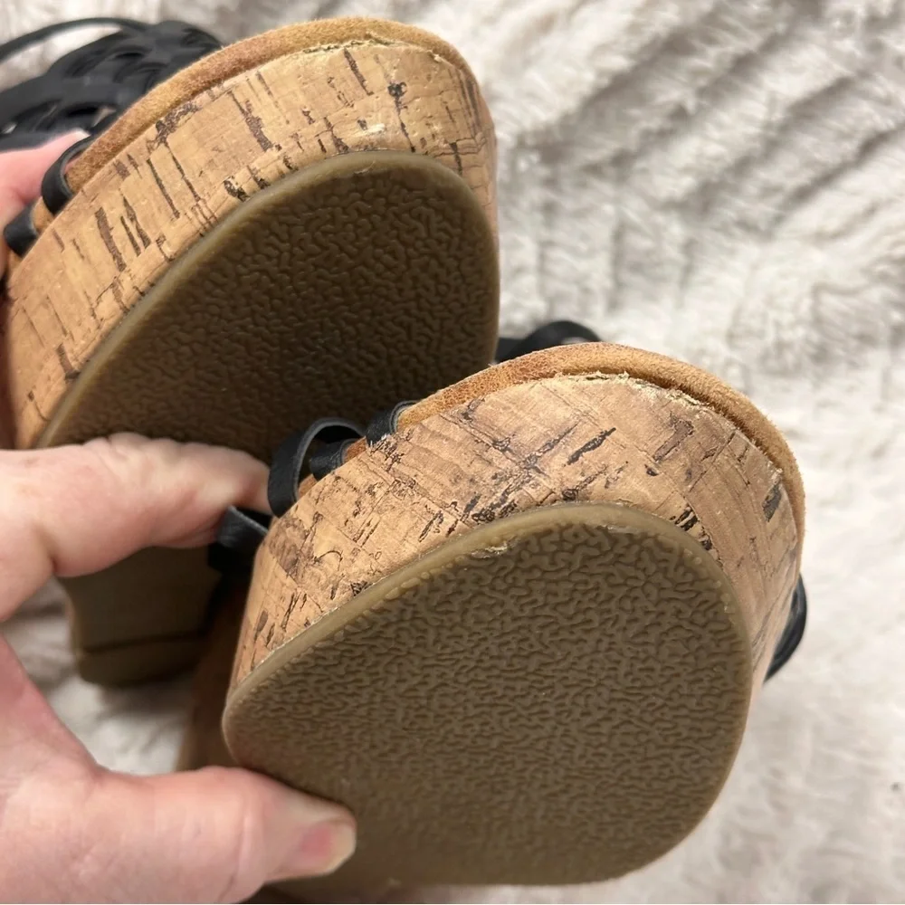 Jelly Pop Platform Black & Cork Sandals / Shoes, 8.5