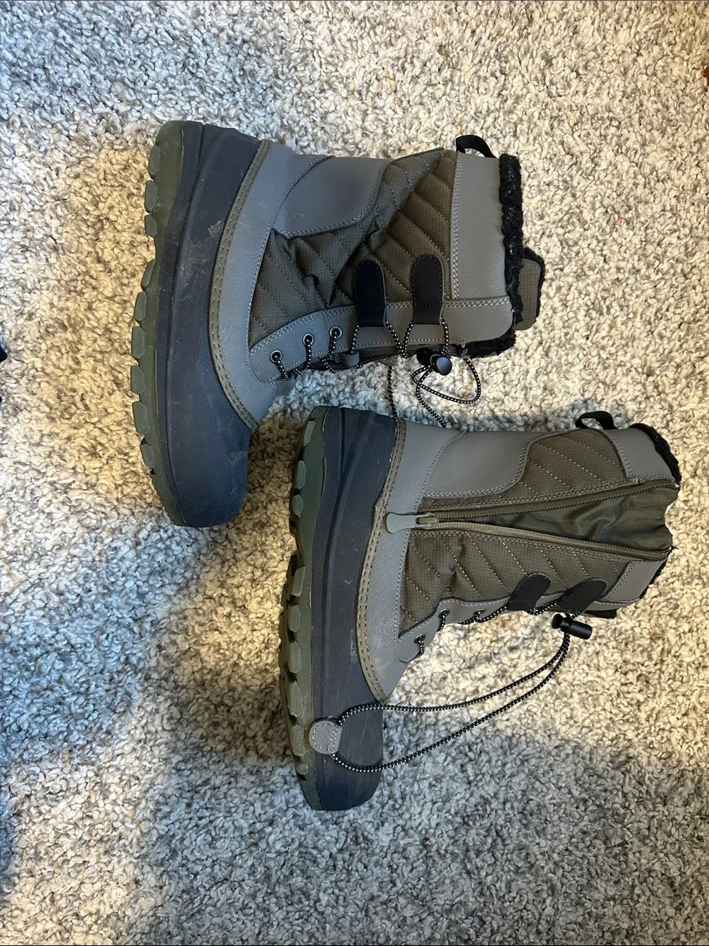 Target Kids Olive and Gray Insulated Snow Boots