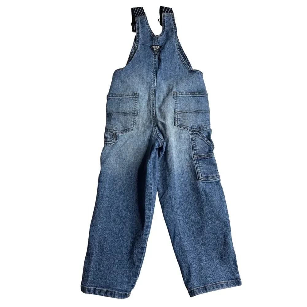 OshKosh B’gosh Denim Carpenter Overalls Toddler 4T Dark Wash Navy Straps