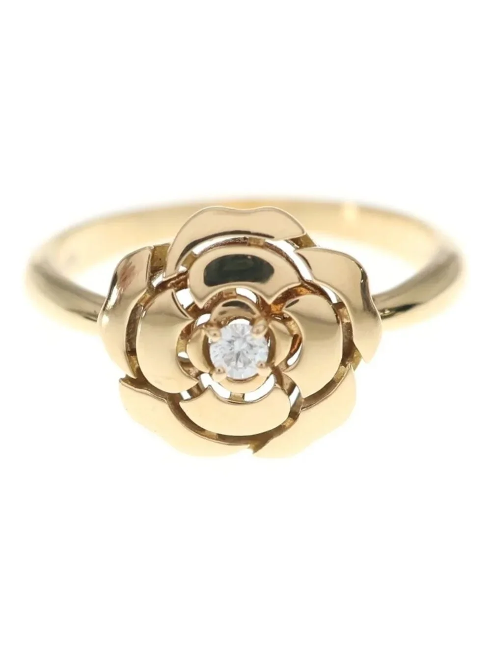 Chanel Camellia Diamond 18k Pink Gold Ring
