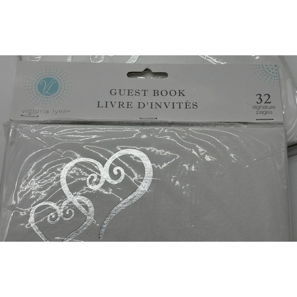 Victoria Lynn‎ Linked Hearts Wedding Guest Book White Silver 32 Pages Bulk 4 Lot
