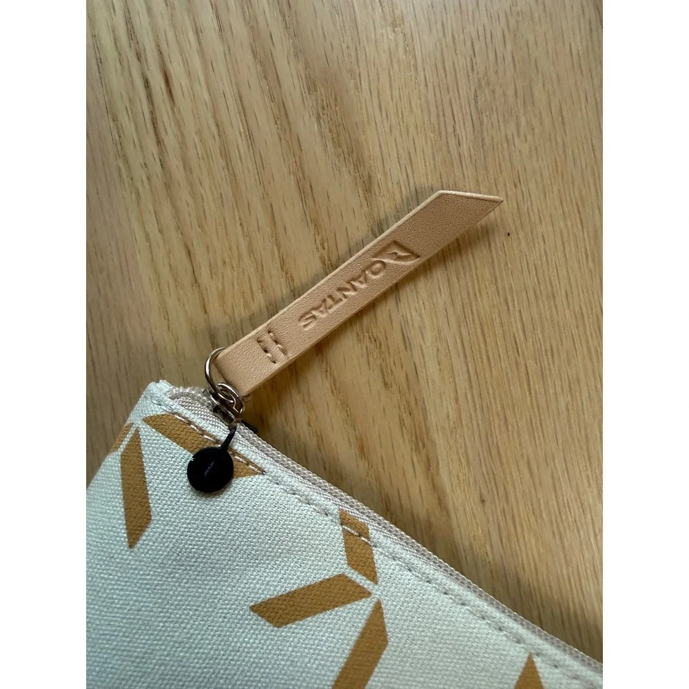 KOSKELA Qantas Amenity Pouch Unisex Cream Ochre Geometric Canvas Small