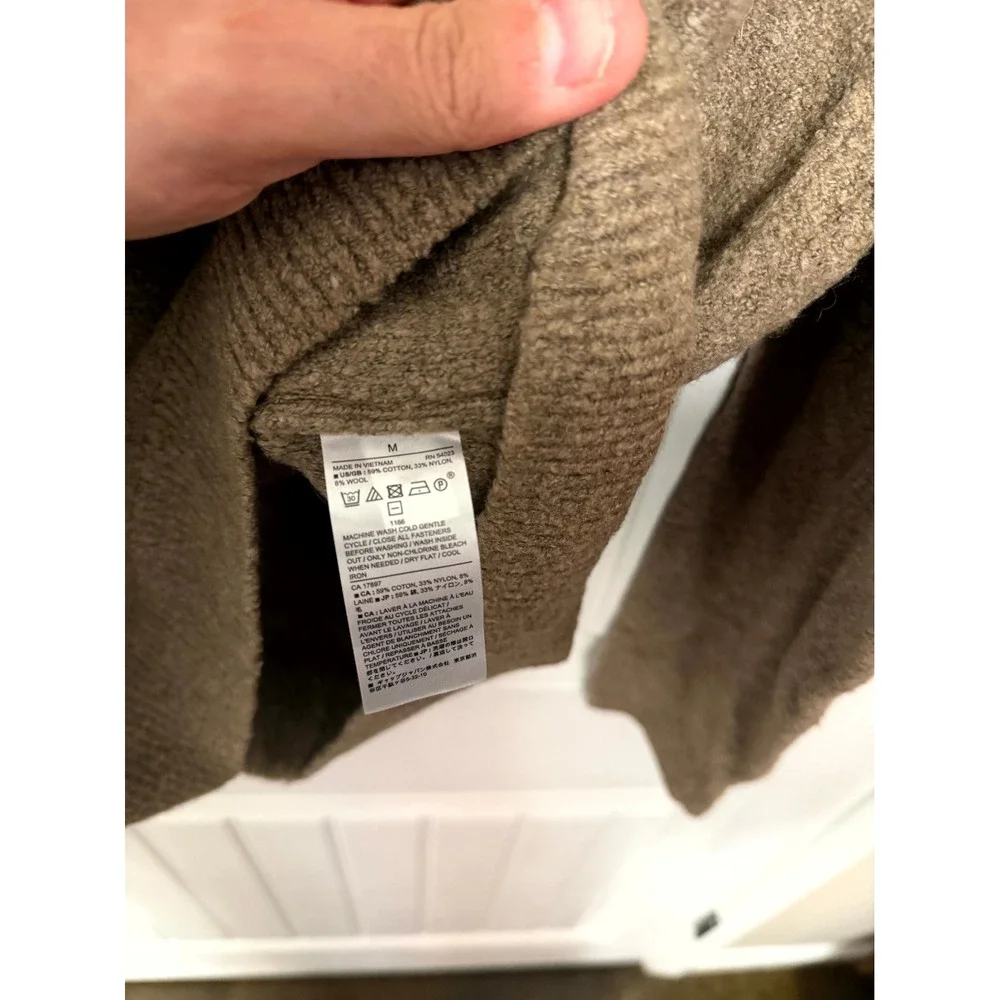 Banana Republic Quarter Zip Sweater Mens Medium Taupe Cotton Wool Textured 6397