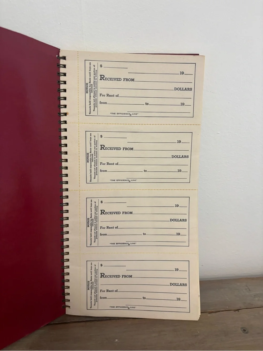 NEW! Vintage Efficiency Line Rent Receipt Book