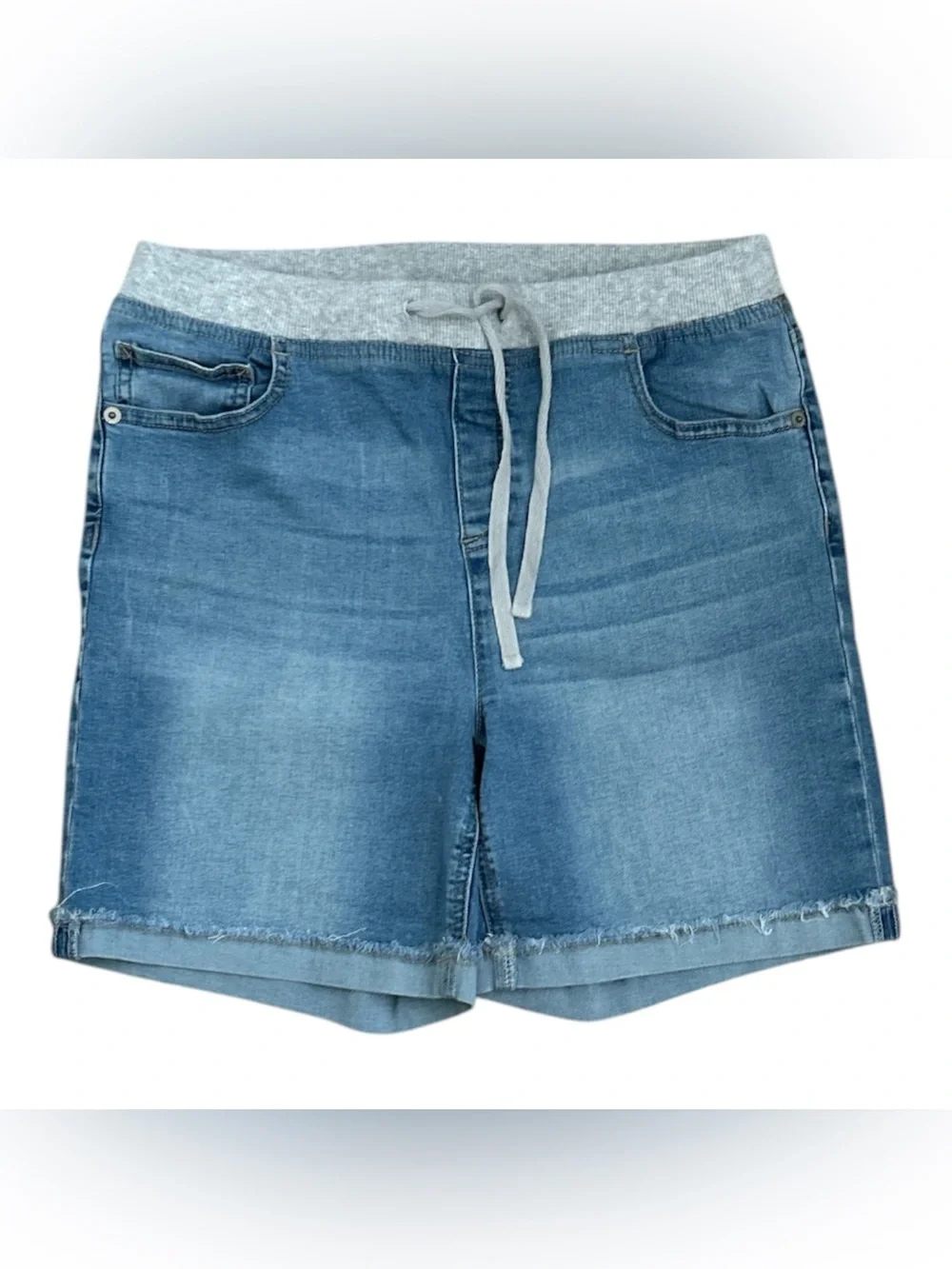 Justice Light Blue Denim Drawstring Waist Pull On Shorts Soft Band Plus 20.5