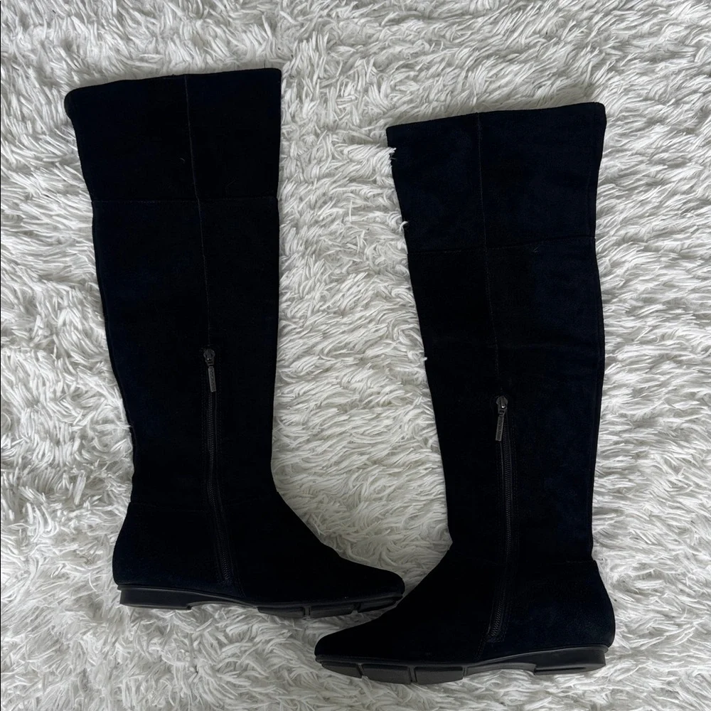 Ralph Lauren Black Suede Michelle over the Knee Boots Size 7.5