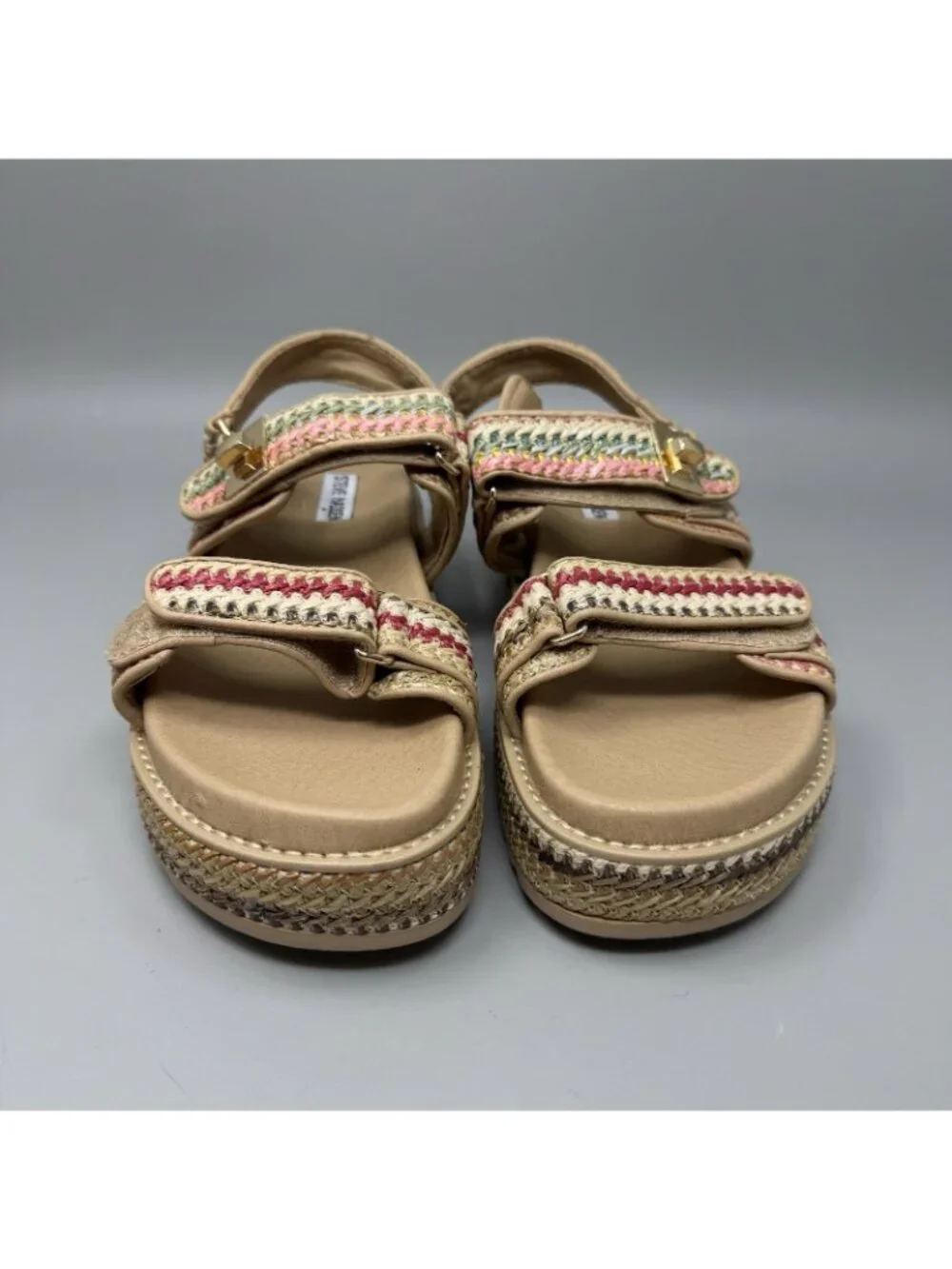 Steve Madden Sandals Womens Size 11 Big Mona Raffia Platform Multicolor Summer