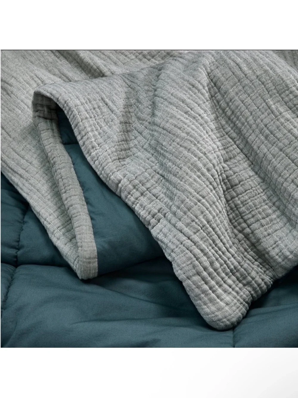 NWT King/California King Textured Chambray Comforter & Sham Set Dark Teal Blue