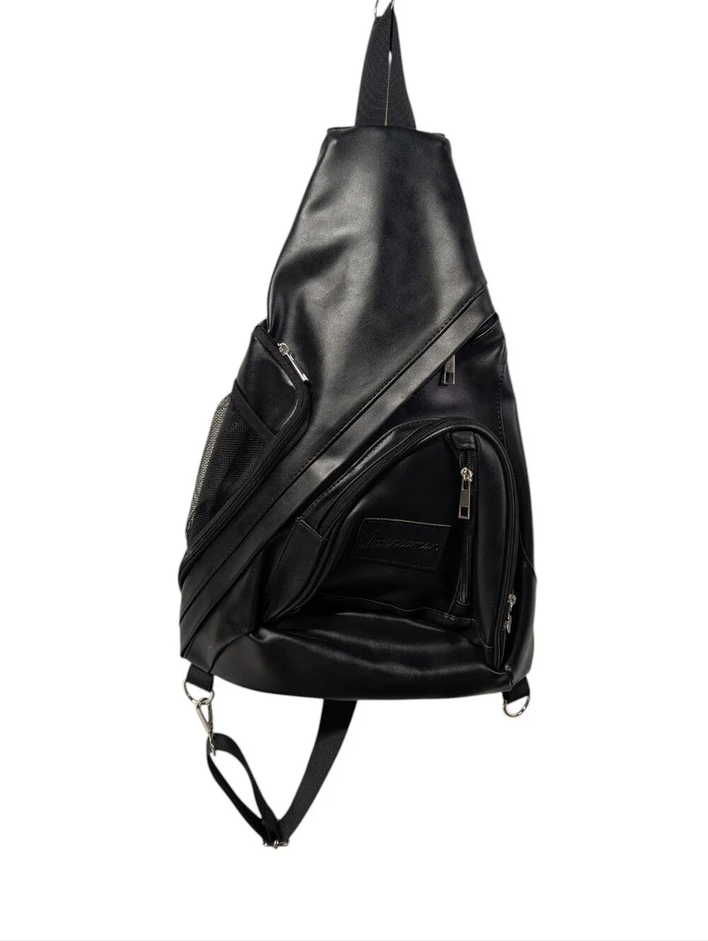 Journeyman Black Vegan Leather Sling Bag Crossbody Backpack NWT Men's Women's