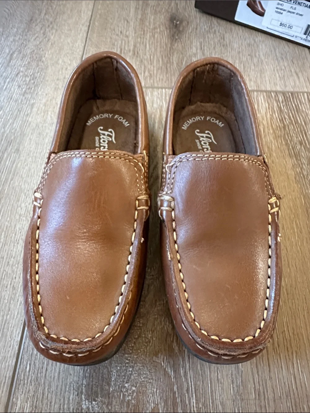 Florsheim Boys Kasper Venetian Driver Loafers Tan Leather Slip-On Shoes 11W Wide