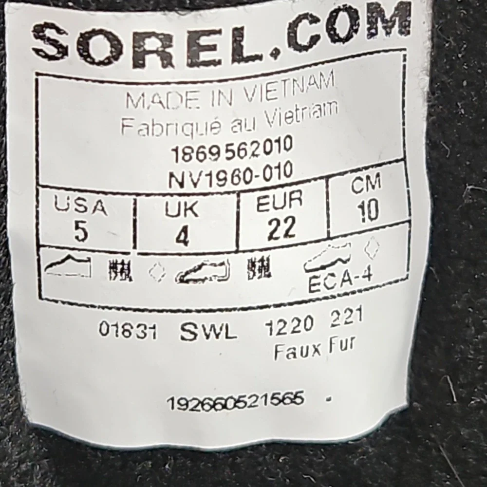 Sorel Snow Commander Boots Toddler Size 5 Black Insulated Winter Ski Waterproof