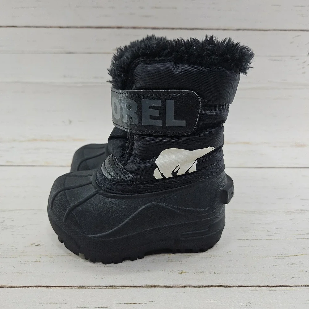 Sorel Snow Commander Boots Toddler Size 5 Black Insulated Winter Ski Waterproof