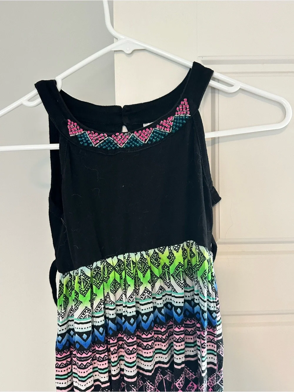 Justice Black Tank Top Tribal Print Girls Maxi Dress Size 7 Aztec Print