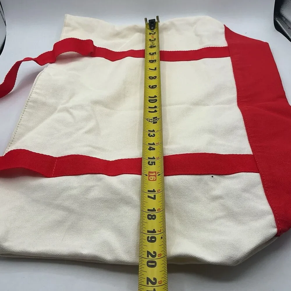 LEGO Logo Red Cream Canvas Tote Bag Reusable Shopping Bag New With Tags