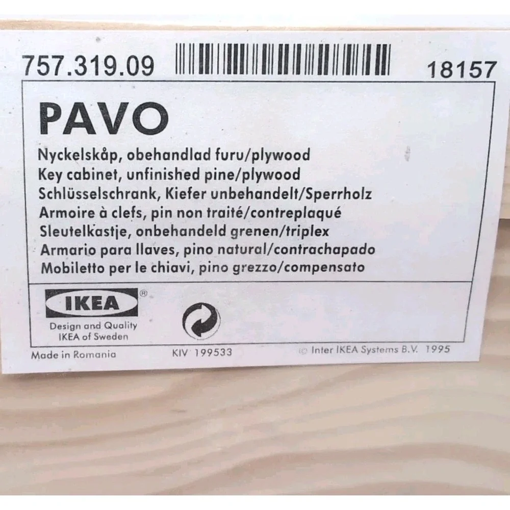 NEW Ikea 1995 IKEA PAVO Unfinished Pine Wood Key Cabinet 757.319.09 NOS Sealed