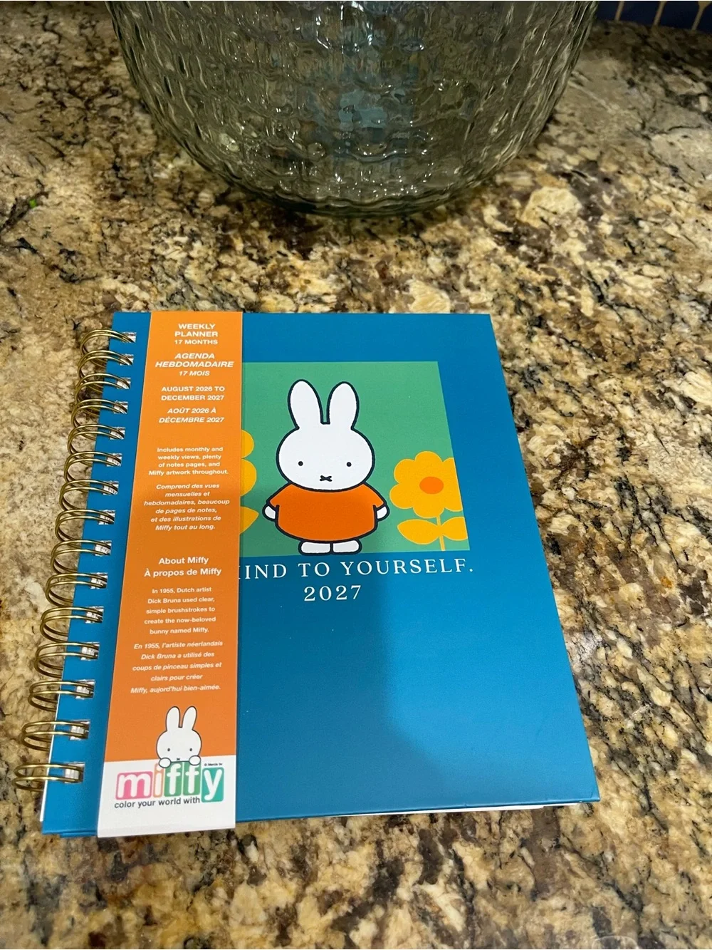MIFFY 7”x8”” weekly planner August 2026- December 2027 - hardcover spiral NEW!