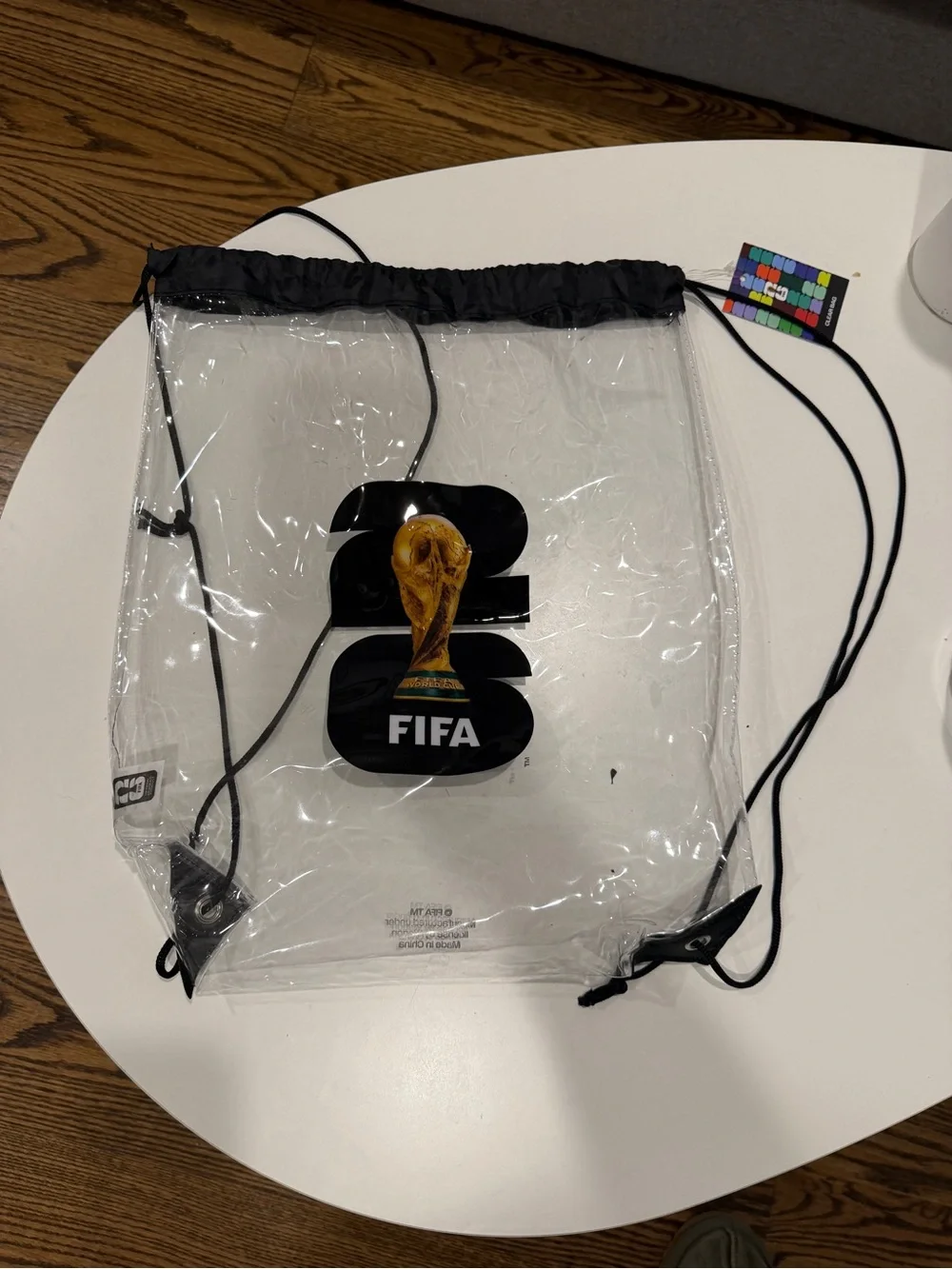 FIFA Clear Drawstring Backpack with Black Trim
