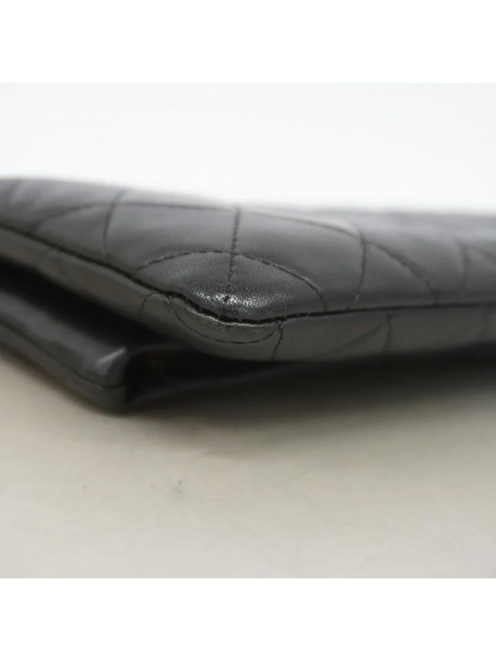 Chanel Clutch Quilted Lambskin Black Gold