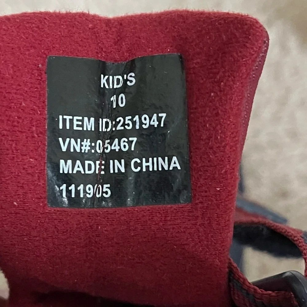 LL Bean Kids' Navy and Red Waterproof Winter Snow Boots Size 10
