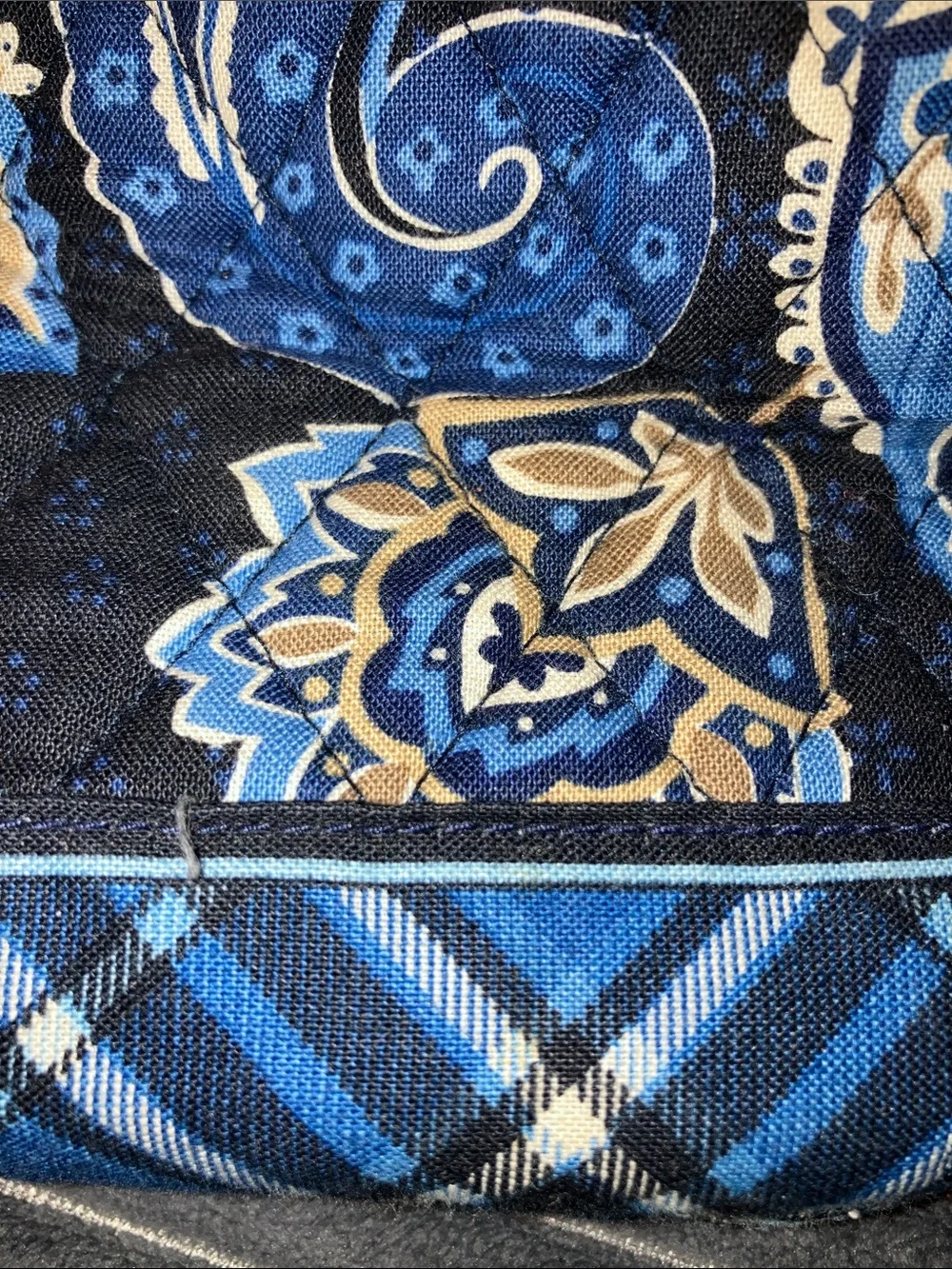Vintage Vera Bradley Windsor Navy Blue Paisley & Plaid Quilted Purse