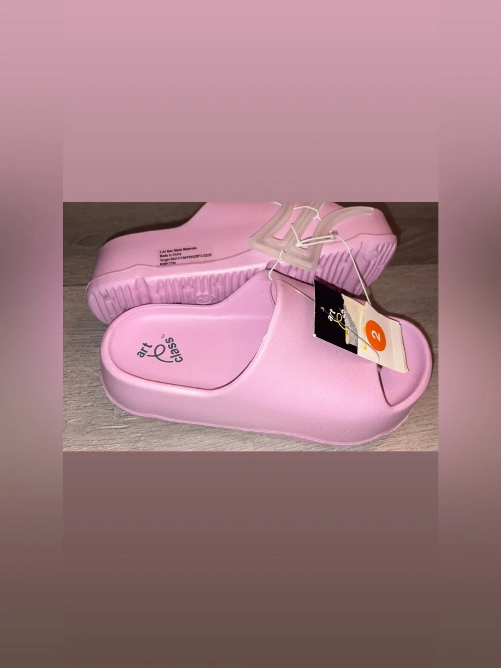 Art Class Girls Size 2 Edie Platform Slip On Slides Sandals Pink New W Tags!!