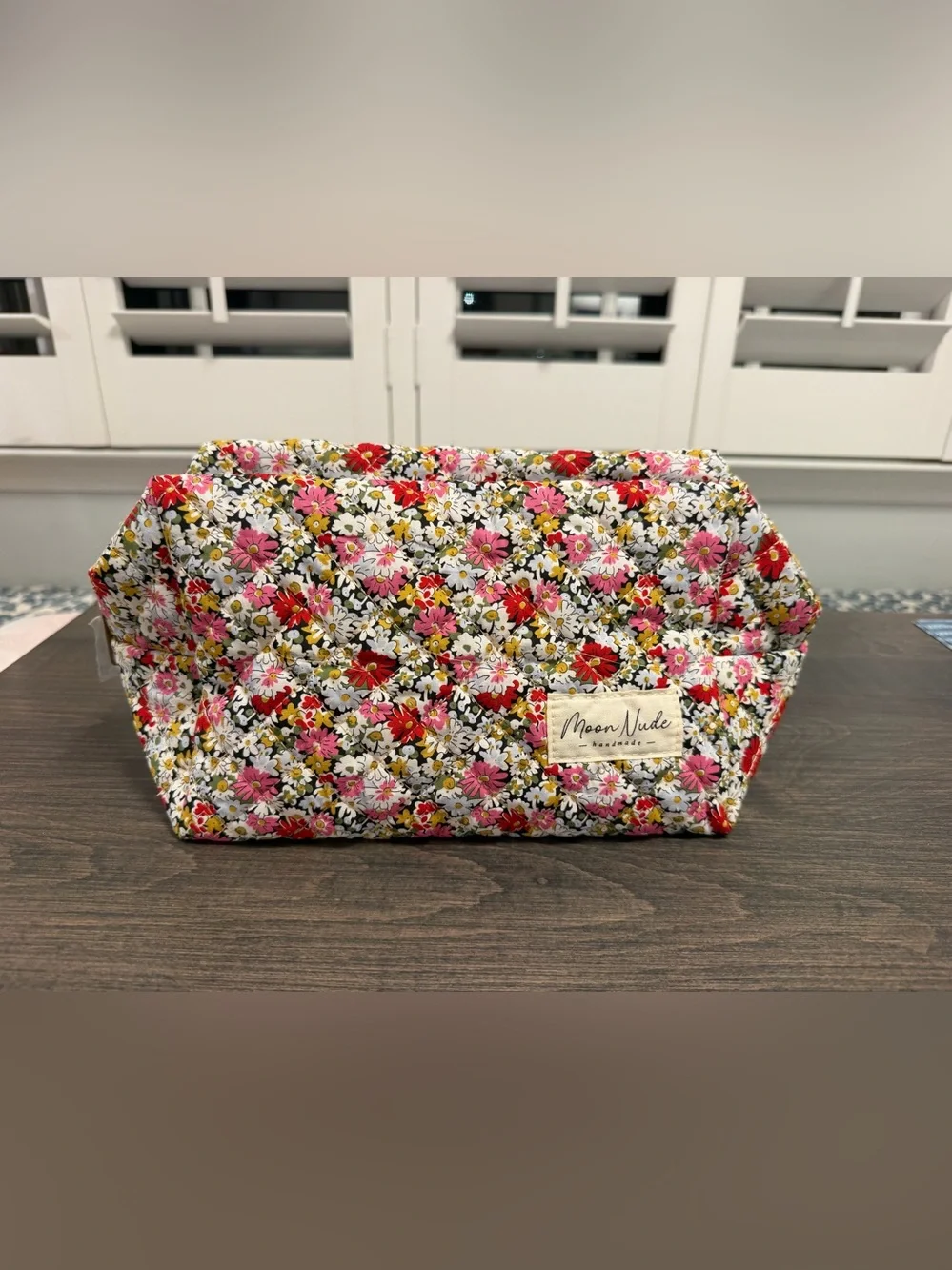 Moon Nude Floral Cosmetic Bag in Pink & Red - NWT