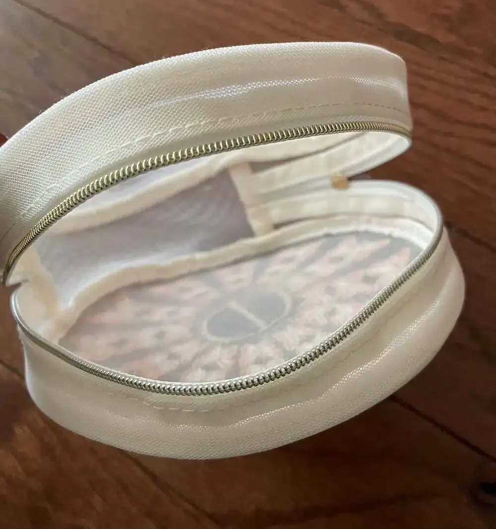 NWT Dior Pink Butterfly Round Mesh Vanity Jewelry Case Pouch