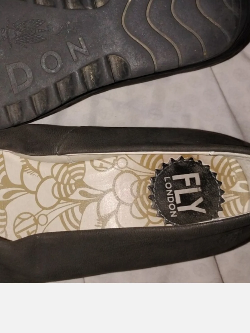 FLY London Black Leather Slip-on Platforms