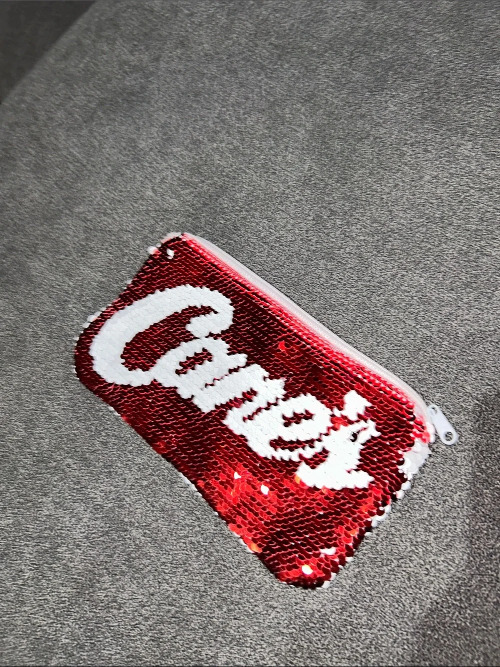“Canes Chicken” Red and White Sequin Zip Pouch