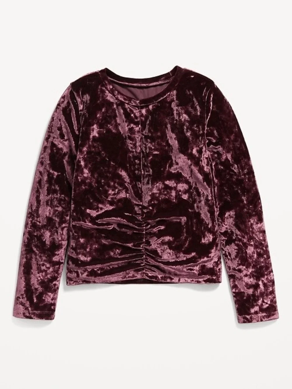 Old Navy Velvet Ruched Long Sleeve Top - Burgundy Kids Size XXL