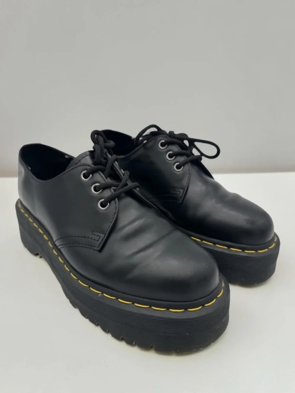 Dr. Martens 1461 Quad Platform Black Leather Unisex Shoes