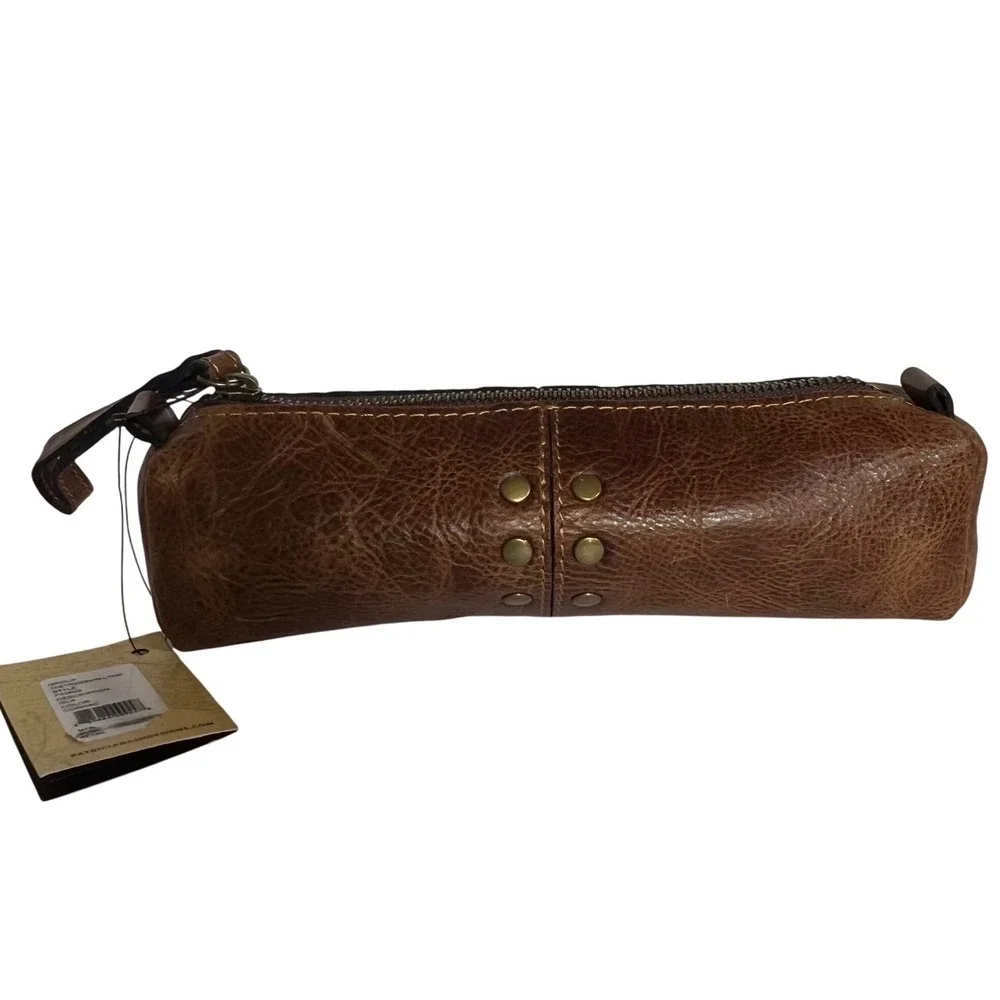 Patricia Nash Isla‎ Cosmetic Case Womens Cognac Distressed Vintage Leather Pouch