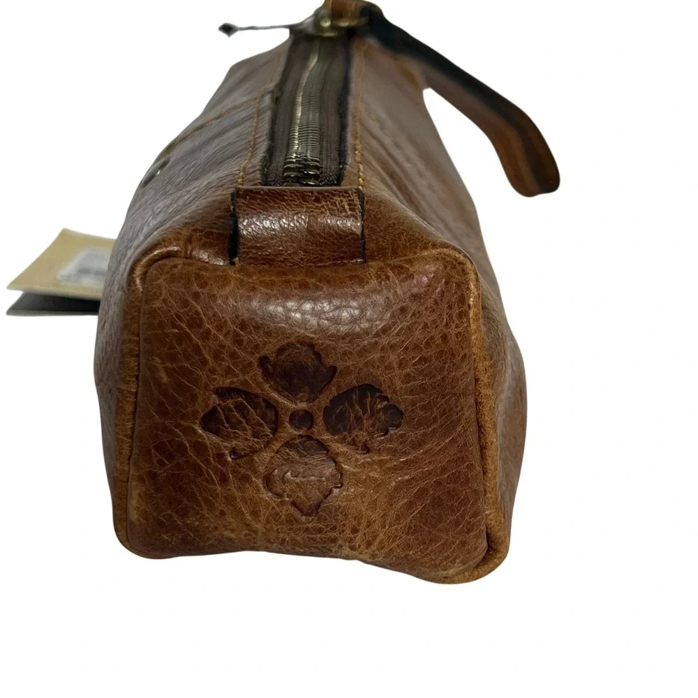 Patricia Nash Isla‎ Cosmetic Case Womens Cognac Distressed Vintage Leather Pouch