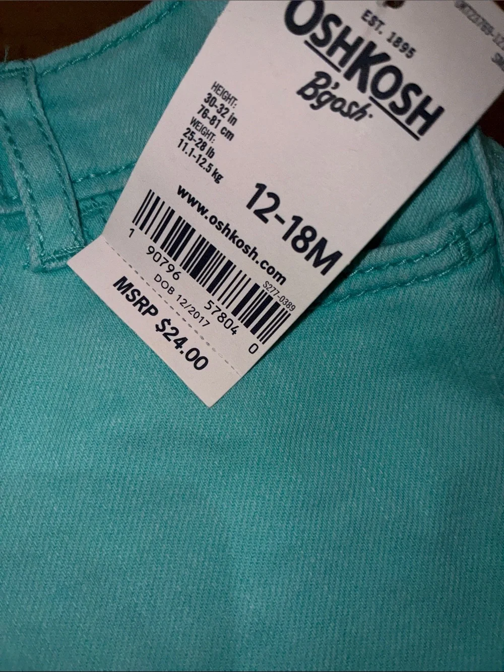 💼2️⃣ OshKosh B'gosh Toddler Teal Stretch Denim Shorts