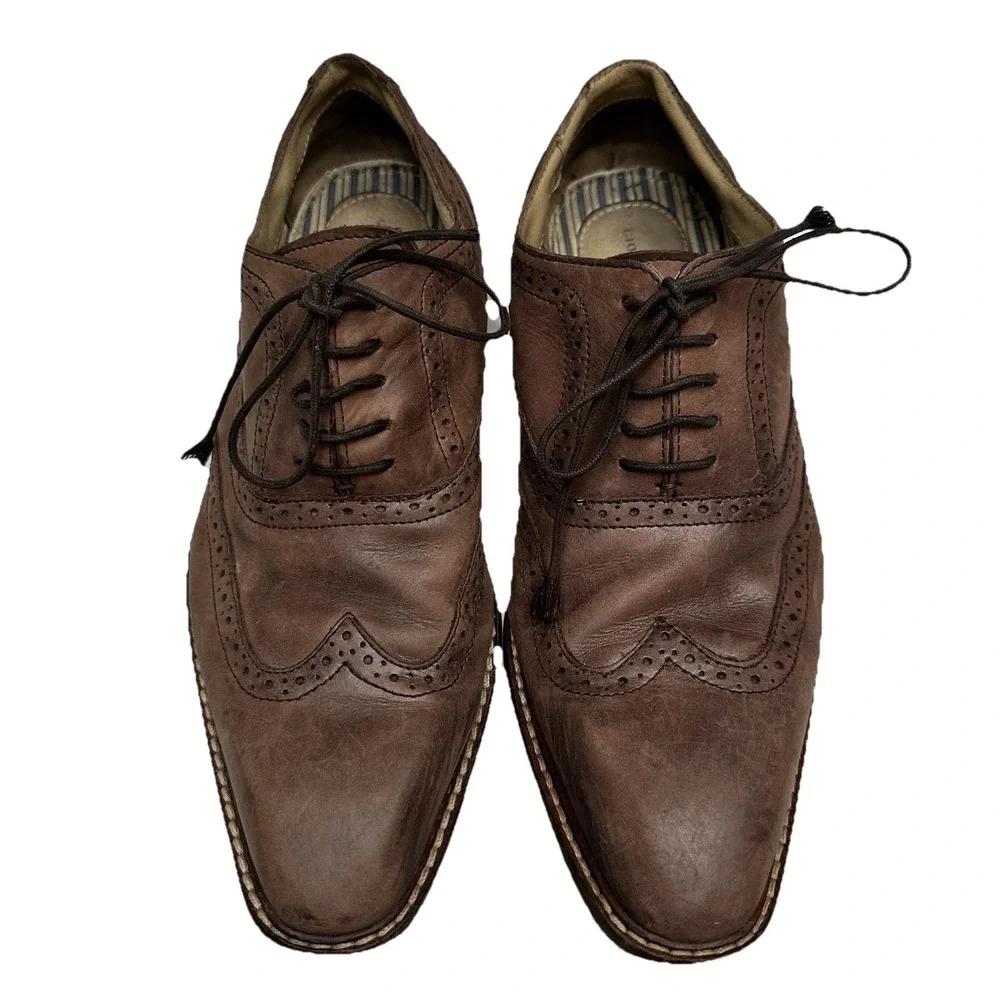Giorgio‎ Brutini Mens Size 10M Brown Leather Wingtip Oxford Dress Shoes