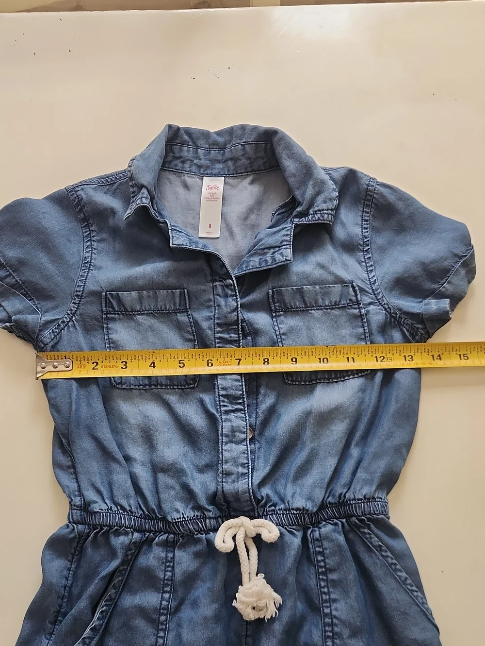 Justice Blue Denim Jean Romper Size 8