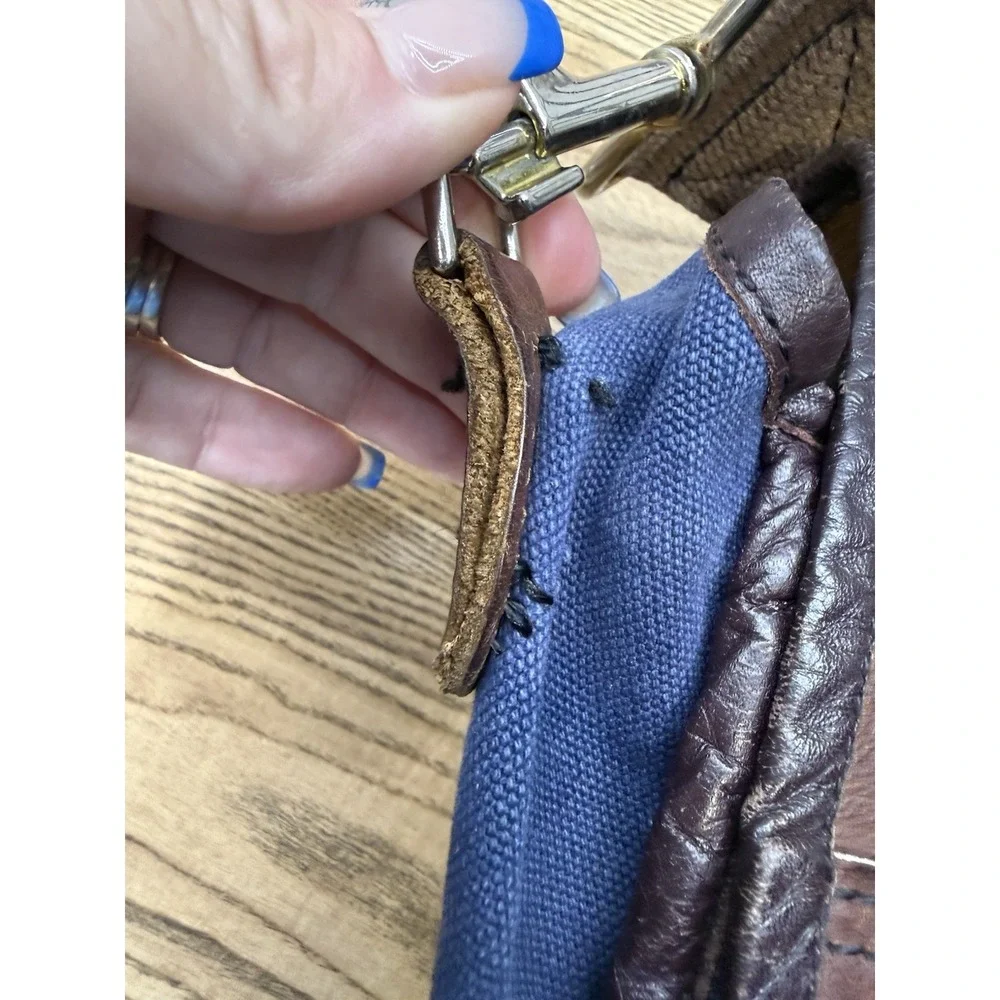 Duluth Pack Messenger Weekender Duffle Travel Bag Canvas Leather Blue