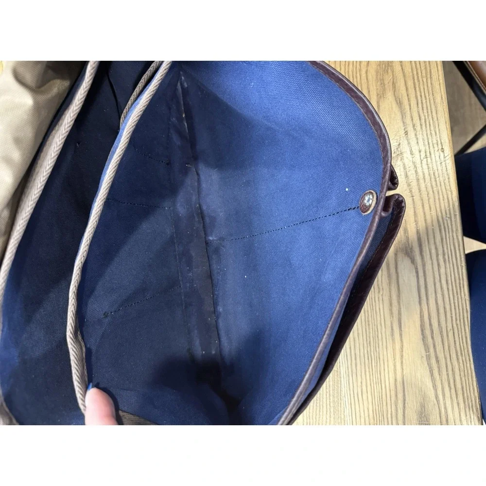 Duluth Pack Messenger Weekender Duffle Travel Bag Canvas Leather Blue