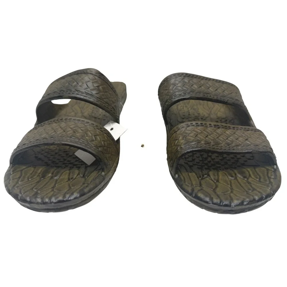 Pali‎ Hawaii Sandals Slides Rubber Textured Brown Size: Youth 3 - 3.5 / Women 5