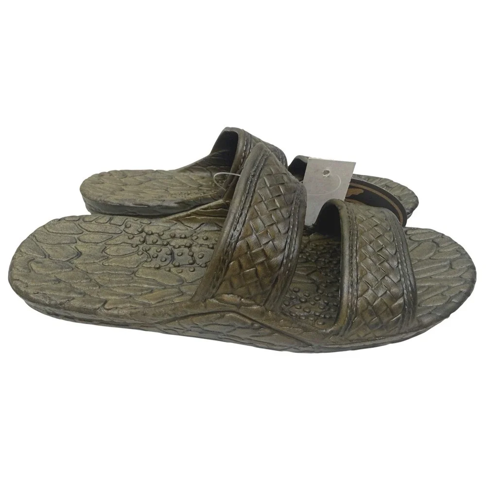 Pali‎ Hawaii Sandals Slides Rubber Textured Brown Size: Youth 3 - 3.5 / Women 5