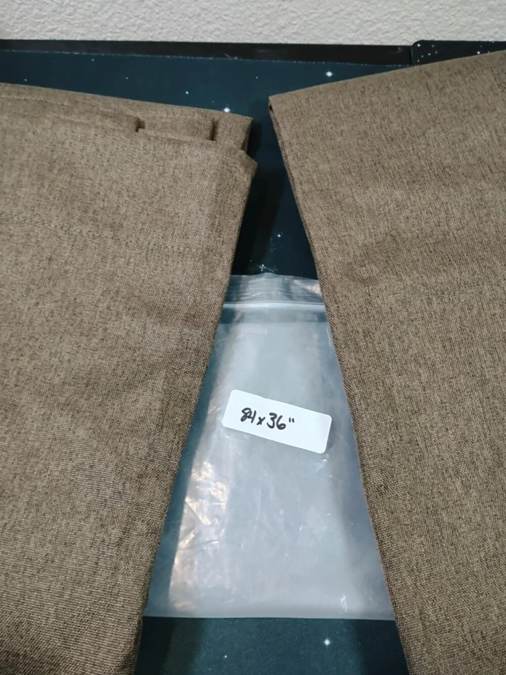 Textured Brown Blackout Window Curtain Panels Set 84x36 Inches Back Tab Linen