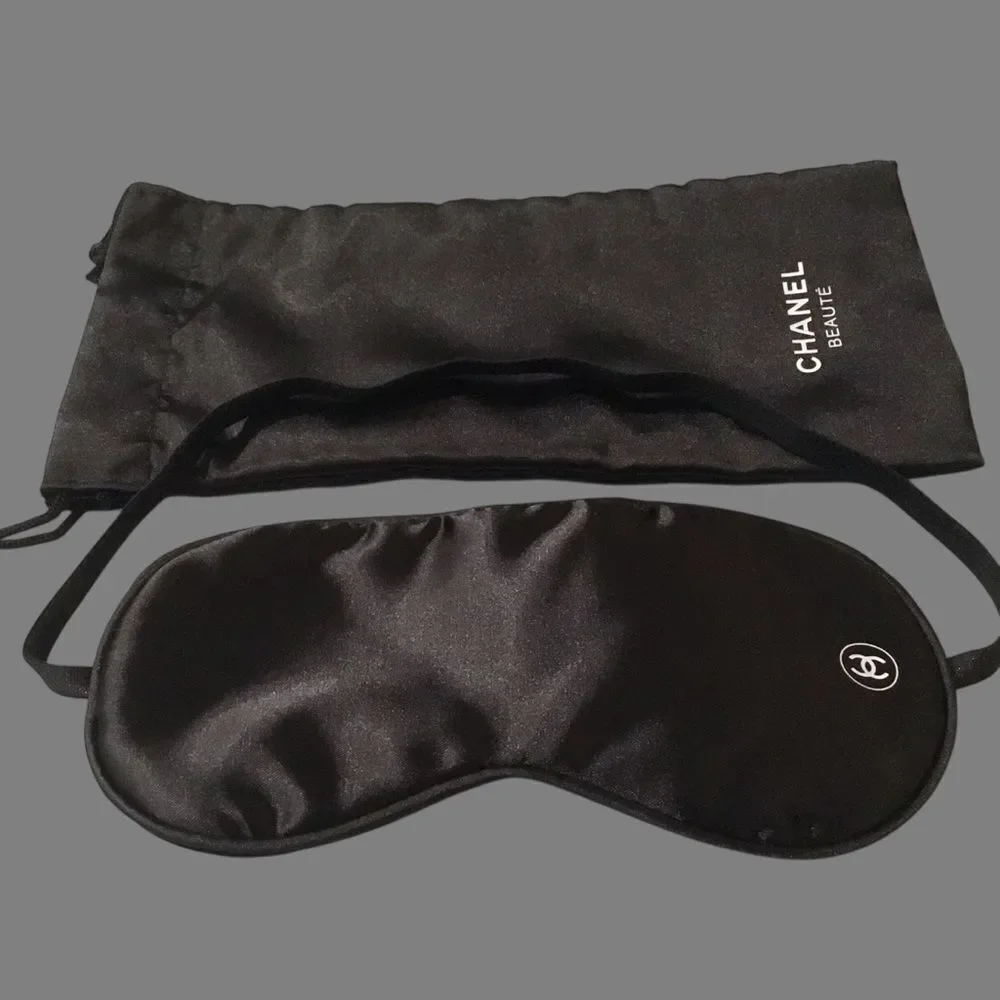 CHANEL Black Satin Eye Mask