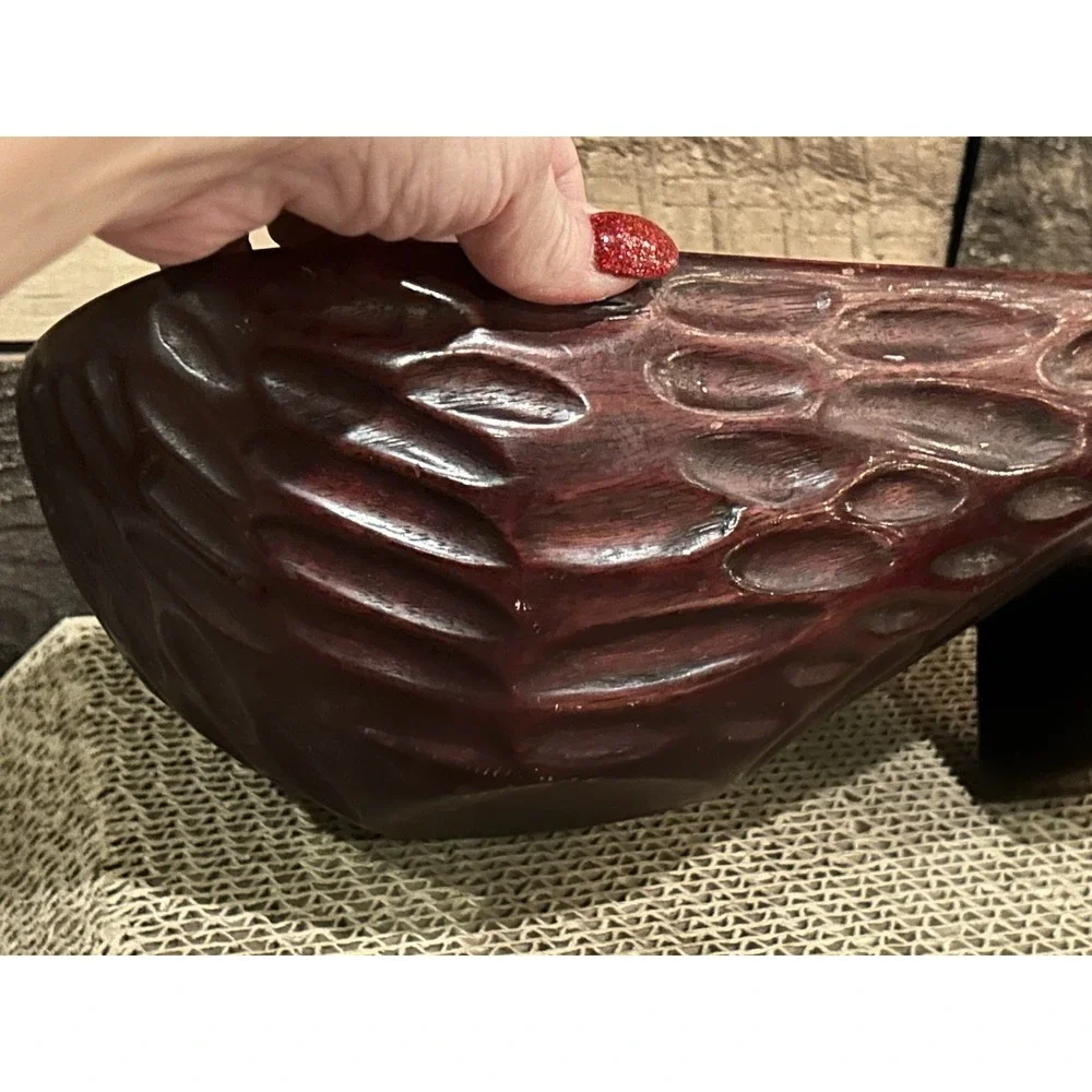 Vintage Wooden‎ Nut Bowl Lid Handcrafted Walnut Shaped M/L