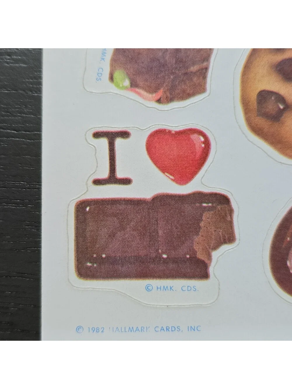 Rare 1982 Vintage  Hallmark Chocolate Matte Scratch & Sniff Sheet Stickers Food