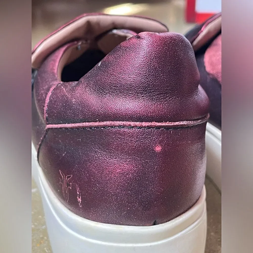 Frye Metallic Reddish/Purple Leather Upper Slip On Chunky Platform Shoes(37/6.5)