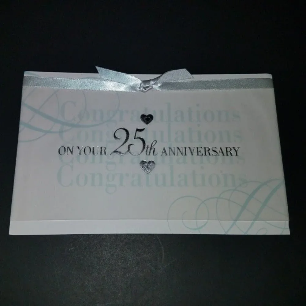 (2) 25th Anniversary Greeting Cards Lot Congratulations Silver Celebration