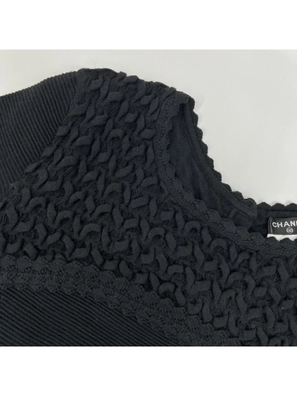 Chanel Black CC Button Knit Sweater 40