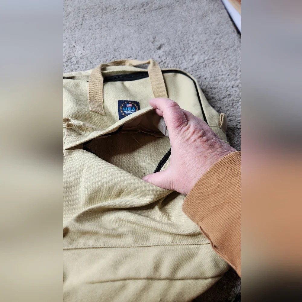 BAIYIRONG BACKPACK Tan Canvas Multipocket Backpack With Straps