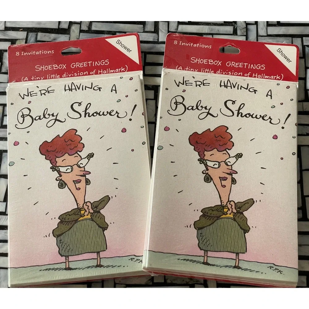 Hallmark‎ Shoebox Greetings Baby Shower Invitations 16ct Vintage Funny Humor NEW