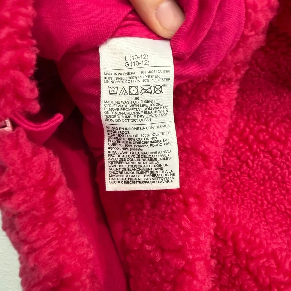 Old Navy‎ Girls Sherpa Fleece Lined Hooded Vest Pink Size Large 10-12